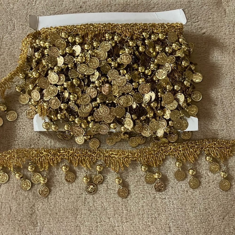 Gold Coin Fringe Trim 10yd for $30